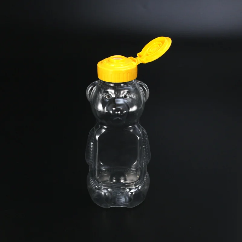 Open honey bear bottle showing flip-top closure and bottle profile
