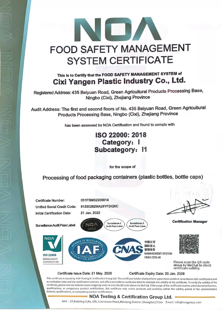 ISO 22000:2018 certificate 051FSMS2200014